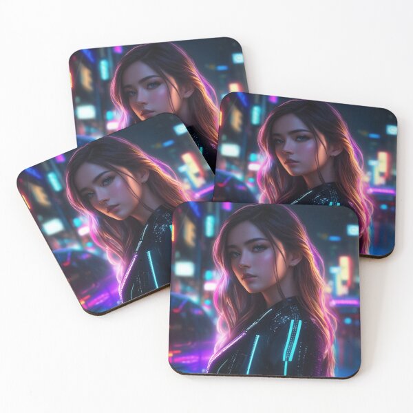 Item preview, Neon Portrait Cyberpunk Woman designed and sold by CuratedChoices.
