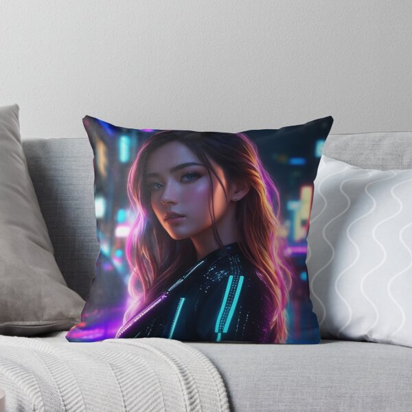 Item preview, Neon Portrait Cyberpunk Woman designed and sold by CuratedChoices.