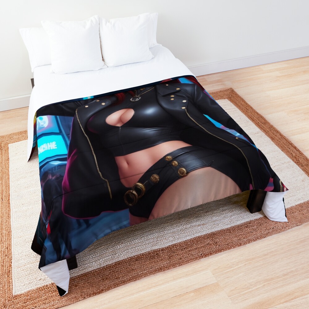 Namikura Anime Girlboss Stunning Fantasy AI Concept Art Portrait by Xzendor7 Decorative Comforter