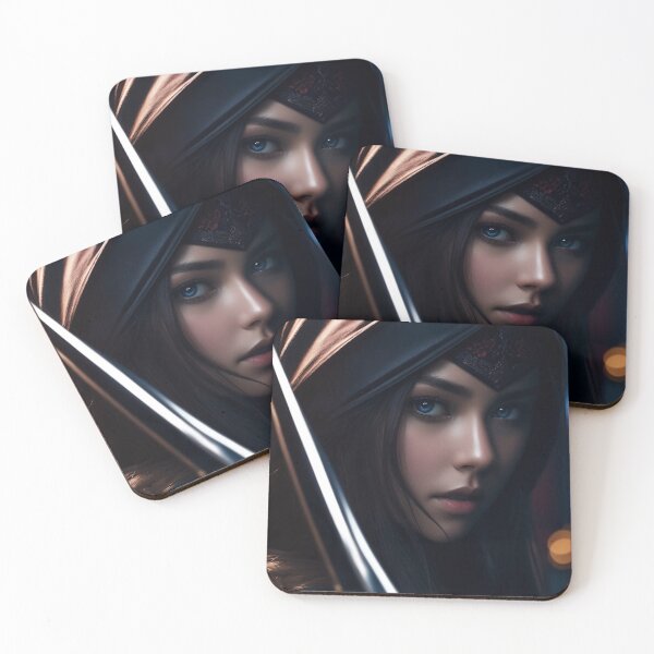 Item preview, Mysterious Assassin Cloaked Woman with Sword Portrait designed and sold by CuratedChoices.