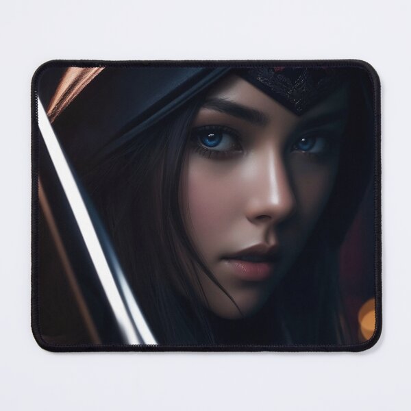 Item preview, Mysterious Assassin Cloaked Woman with Sword Portrait designed and sold by CuratedChoices.