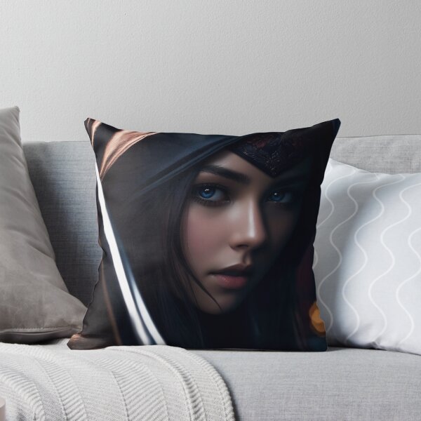 Item preview, Mysterious Assassin Cloaked Woman with Sword Portrait designed and sold by CuratedChoices.
