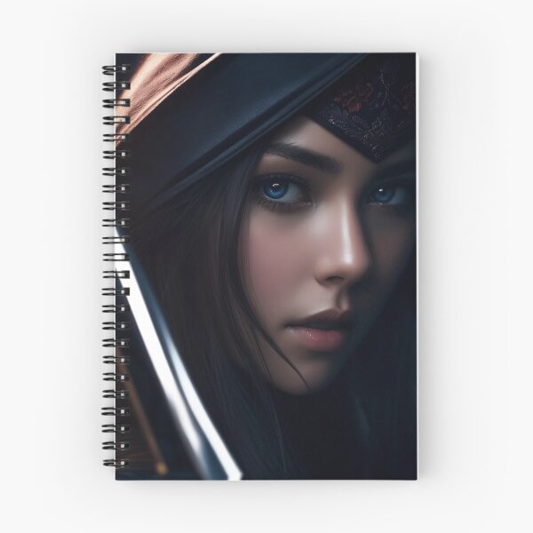 Item preview, Mysterious Assassin Cloaked Woman with Sword Portrait designed and sold by CuratedChoices.