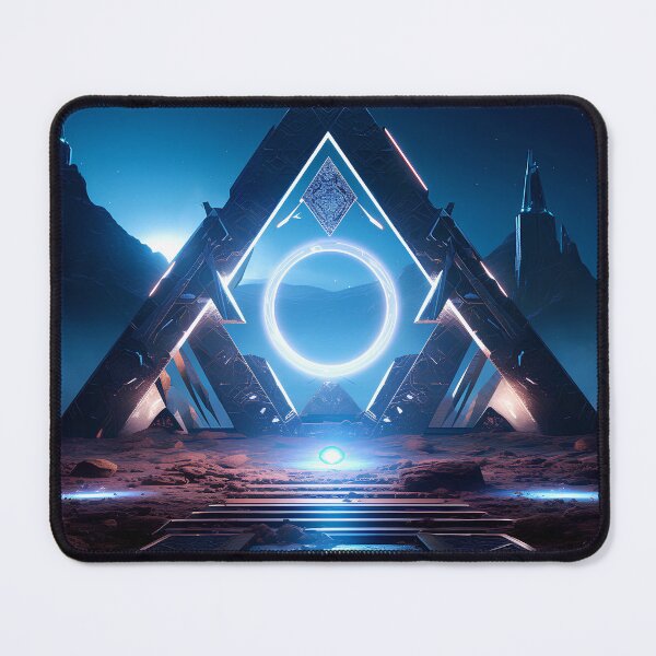 Item preview, Bioluminicent neom glowing stargate in front of a pyramid, cinematic designed and sold by Gabi.Media.