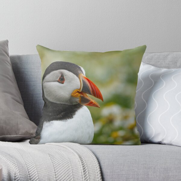 Handdrawn Puffin Pillow Case Iceland Souvenir Icelandic -  in