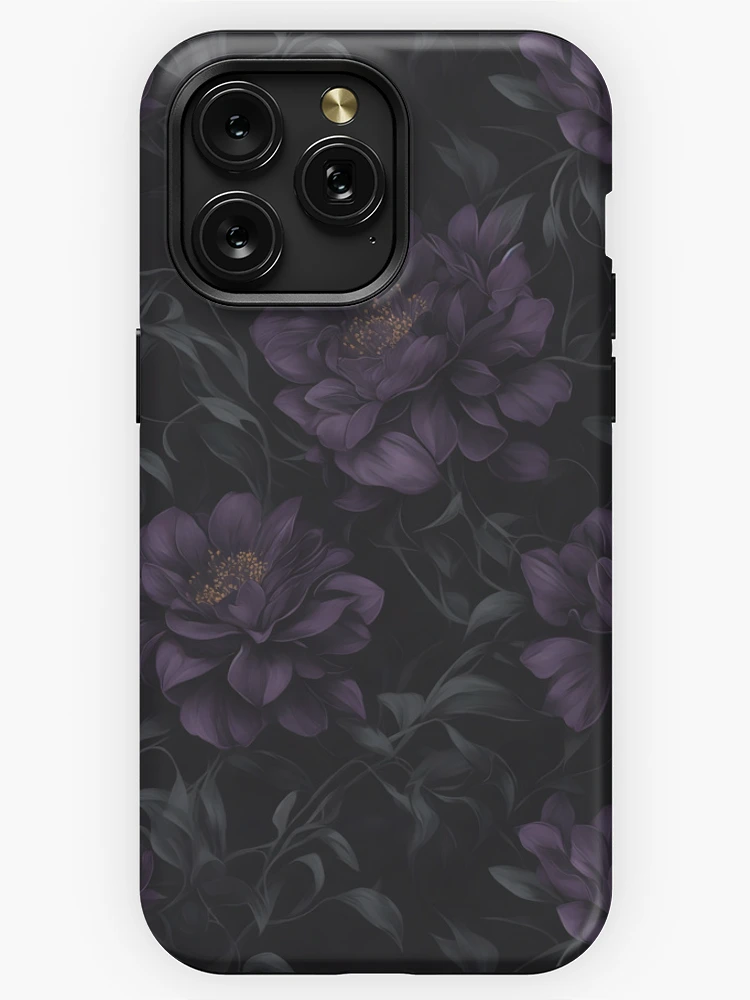 Dark Purple Flowers Pattern Goth Floral Artwork