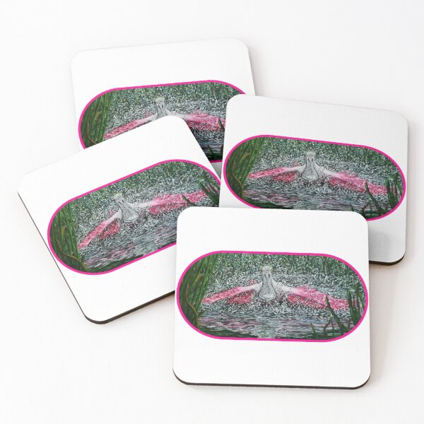 Item preview, Roseate Spoonbill Bird Art Splash Landing designed and sold by RobbiePotterArt.