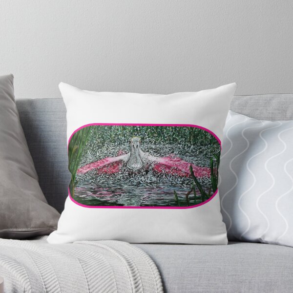 Item preview, Roseate Spoonbill Bird Art Splash Landing designed and sold by RobbiePotterArt.