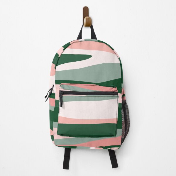 Item preview, Wild Stripes Modern Abstract Pattern Horizontal Blush Pink and Hunter Green designed and sold by kierkegaard.