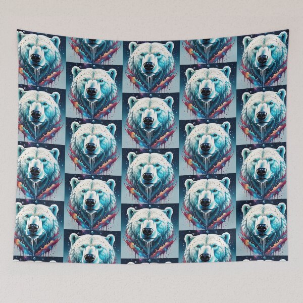 Item preview, Eternal moment of ice: Surreal polar bear face in a magical dream world! designed and sold by AkraidaxDesign.