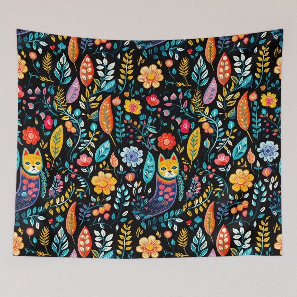 Item preview, Folkart Flower Collage Painting Print Background designed and sold by PaperieJennifer.