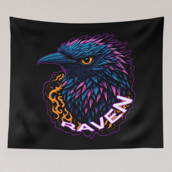Item preview, Elegance of the Raven, A Mystical Symphony in Blue and Pink designed and sold by EnzoGatti.