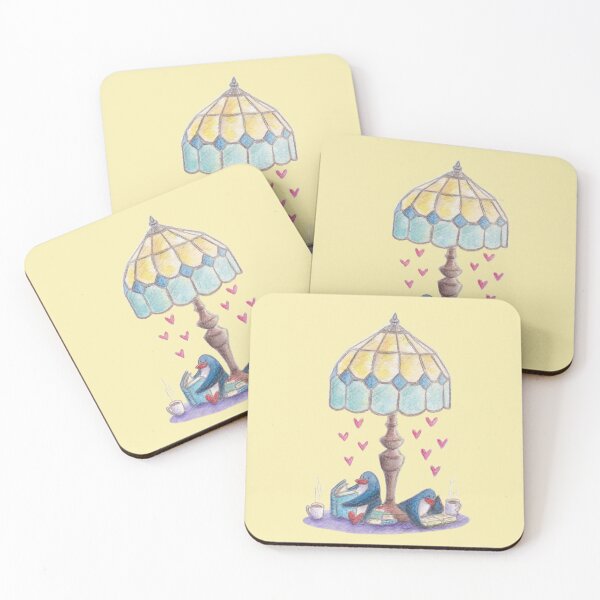 Item preview, Two penguins reading books under a retro lamp designed and sold by PenguinGirl-Art.