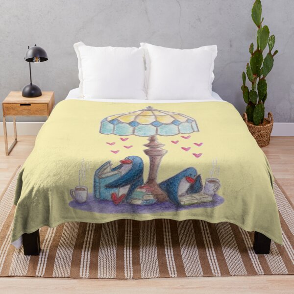 Item preview, Two penguins reading books under a retro lamp designed and sold by PenguinGirl-Art.