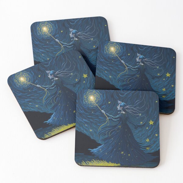 Item preview, A magical fairy perched atop a swirling night sky, inspired by Van Gogh's Starry Night. designed and sold by T-shirtMill.