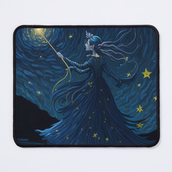 Item preview, A magical fairy perched atop a swirling night sky, inspired by Van Gogh's Starry Night. designed and sold by T-shirtMill.