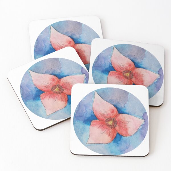 Item preview, Coral floating flower watercolor painting  designed and sold by JewelsNova.
