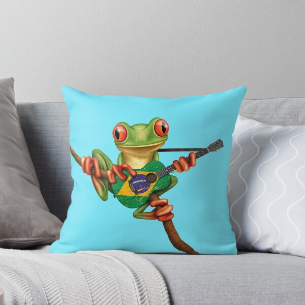 Item preview, Tree Frog Playing Brazilian Flag Guitar designed and sold by JeffBartels.