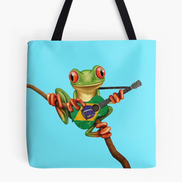 Item preview, Tree Frog Playing Brazilian Flag Guitar designed and sold by JeffBartels.