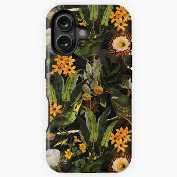 Item preview, Birds In Tropical Flower Garden  - black NightGarden  designed and sold by UtArt.