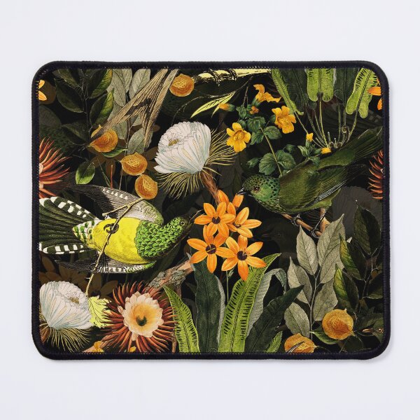 Item preview, Birds In Tropical Flower Garden  - black NightGarden  designed and sold by UtArt.
