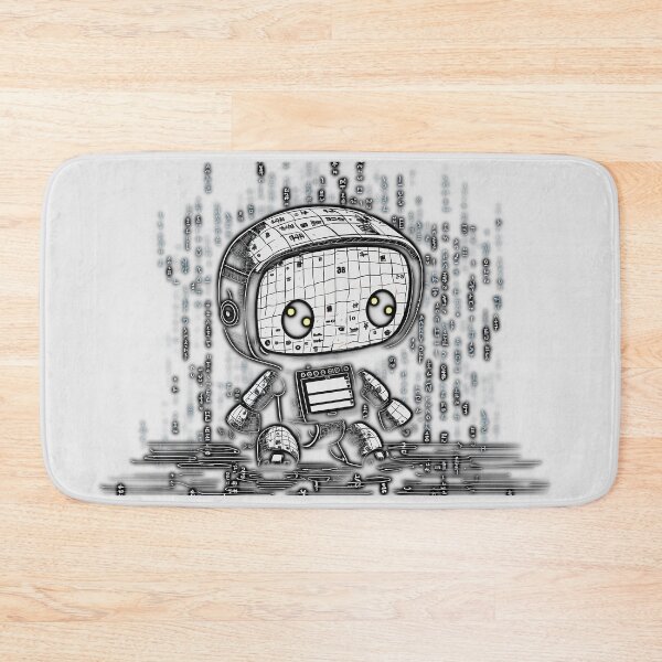 Item preview, Engraving of a cute friendly white robot that is made out of computer code designed and sold by Gabi.Media.