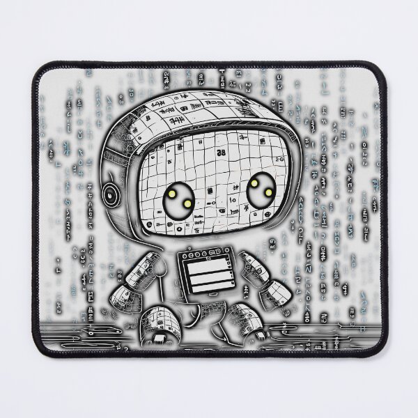 Item preview, Engraving of a cute friendly white robot that is made out of computer code designed and sold by Gabi.Media.