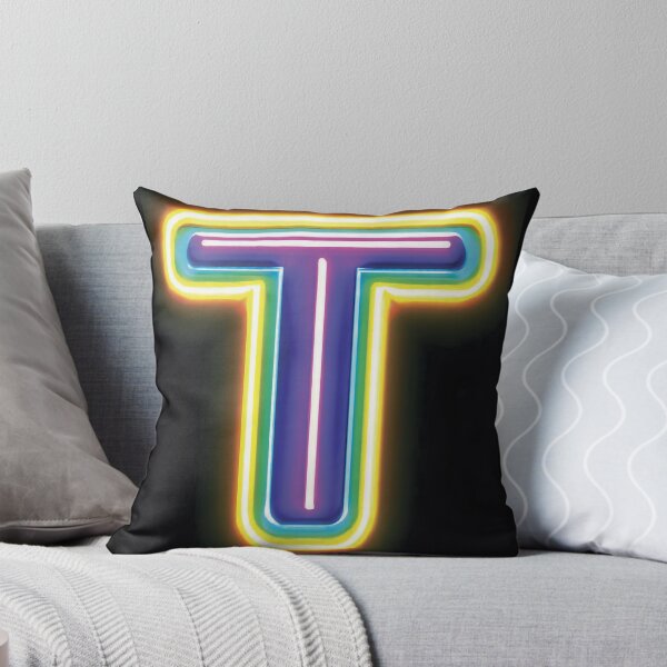 NEON LETTER T Throw Pillow