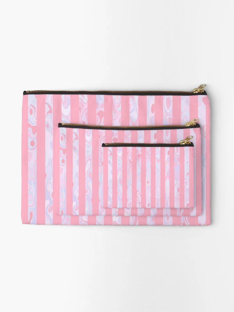 Thumbnail 2 of 4, Zipper Pouch, Pink Patterned Horizontal Stripes designed and sold by ColorZoo.