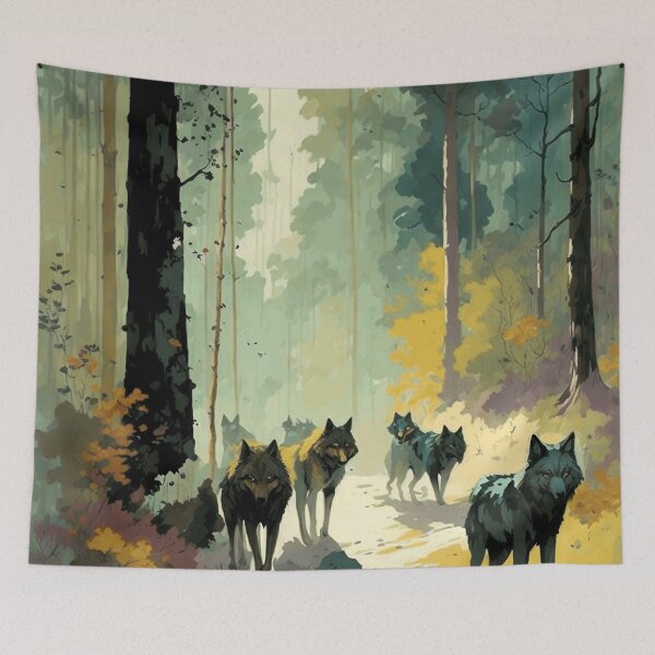 Item preview, Wolfpack in watercolor designed and sold by ArtfullMinds.
