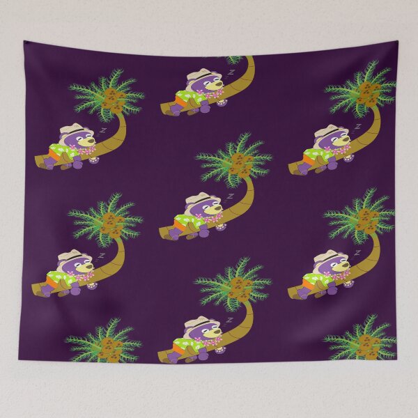 Item preview, Mr.purple bear is lying down on the coconut tree,lazy summer,lazy bear designed and sold by Figaro-17.