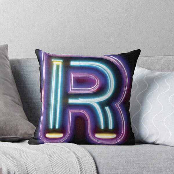 NEON LETTER R Throw Pillow