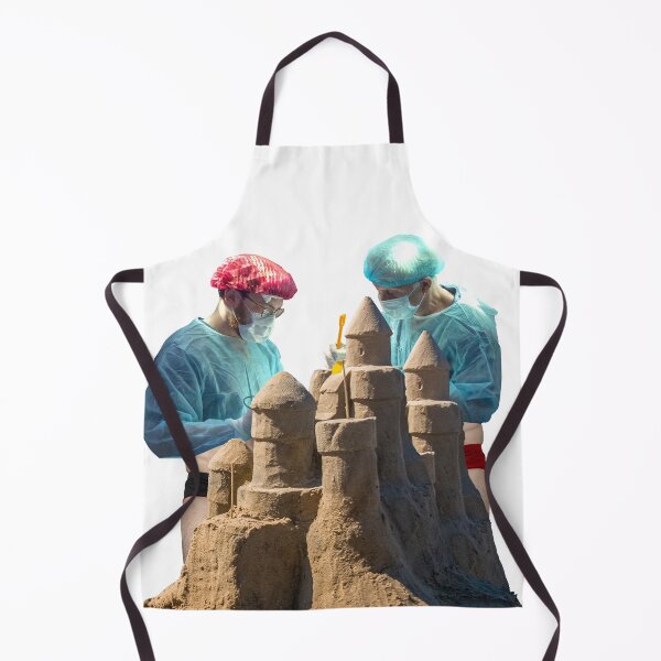 Item preview, Whimsical "Surgeon's Holiday Solo" Collage Art Print: Scrubs-clad Surgeons Building a Sandcastle - Perfect For Healthcare Professionals designed and sold by GollyWillikers.