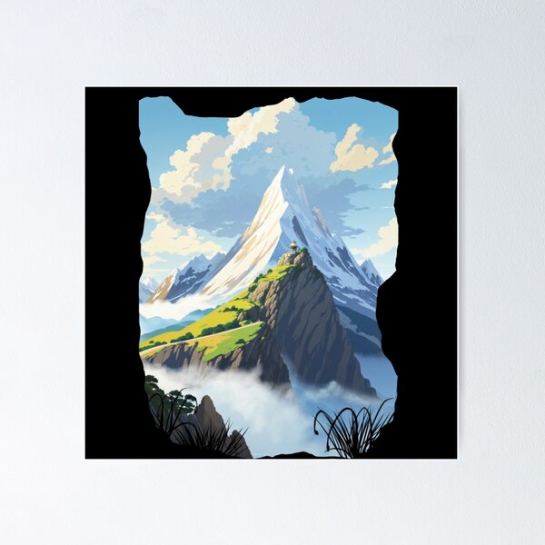 Aperçu de l'œuvre Style Montagnes Ghibli. créée et vendue par nature-corner.