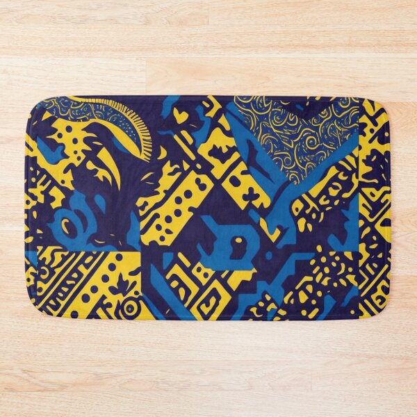 Item preview, yellow and blue african print pattern designed and sold by womenandflowers.