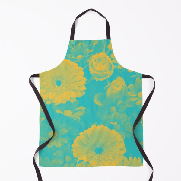 Item preview, Psychedelic Aesthetic Duotone Flowers in Cyan and Yellow designed and sold by Trish Dish.
