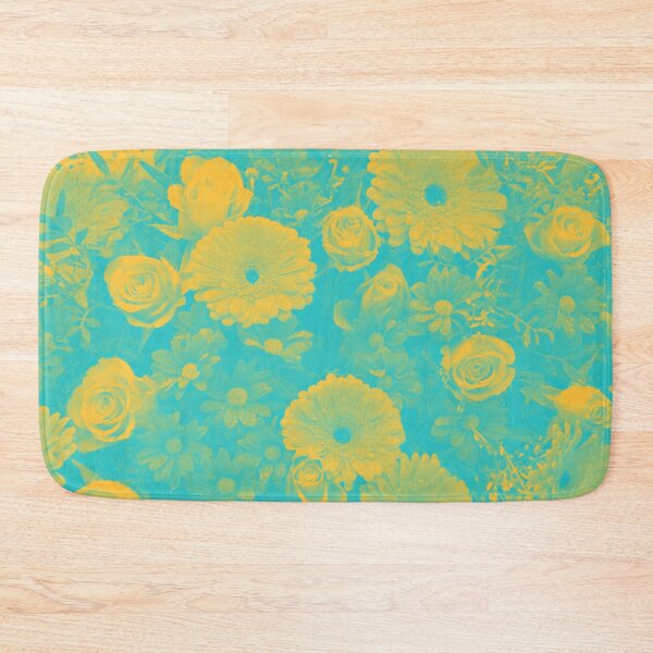 Item preview, Psychedelic Aesthetic Duotone Flowers in Cyan and Yellow designed and sold by Trish Dish.
