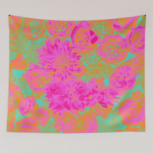Item preview, Hippiness Color Trip Flowers in Hot Pink, Orange, and Neon Green designed and sold by Trish Dish.