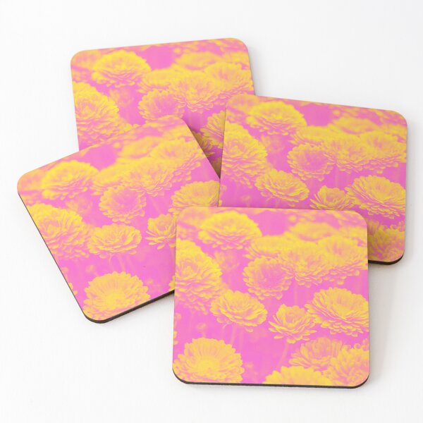 Item preview, Psychedelic Aesthetic Duotone Flowers in Pink and Yellow designed and sold by Trish Dish.