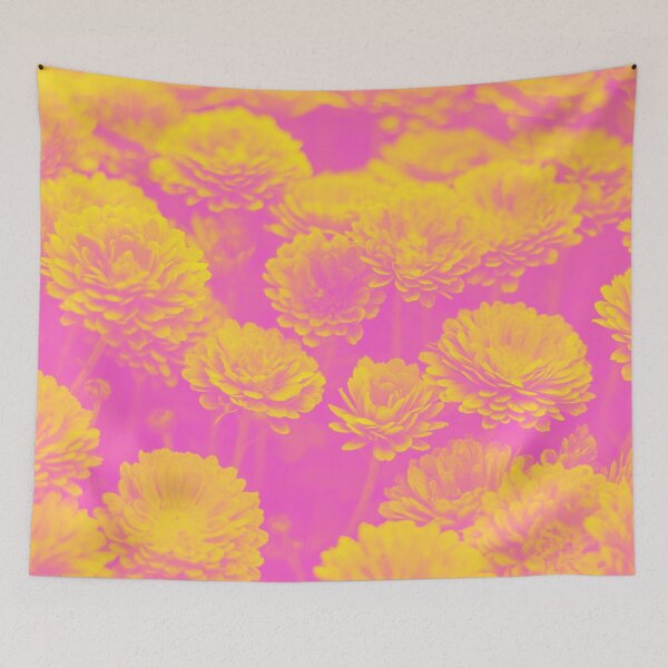 Item preview, Psychedelic Aesthetic Duotone Flowers in Pink and Yellow designed and sold by Trish Dish.