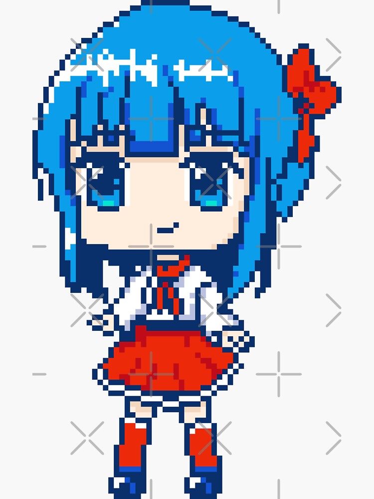 Thumbnail 3 of 3, Sticker, Cute anime girl pixel art designed and sold by djspacegr.