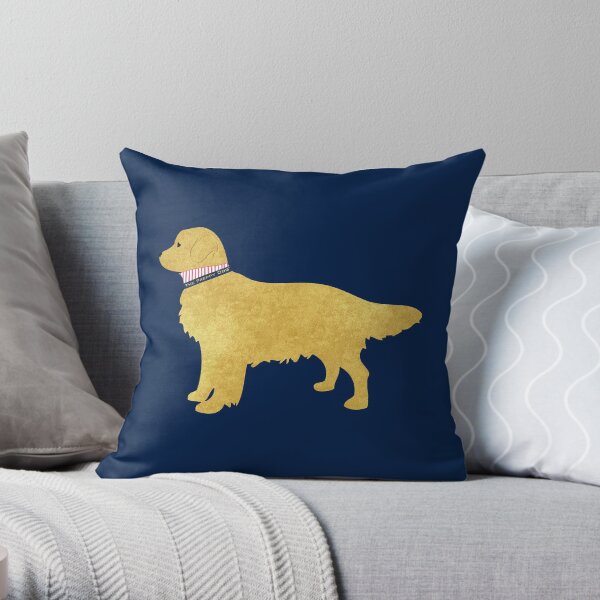 Preppy Golden Retriever Throw Pillow