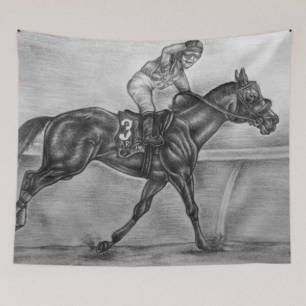 Item preview, Arcangelo racehorse - with background designed and sold by Carmen Jimenez.