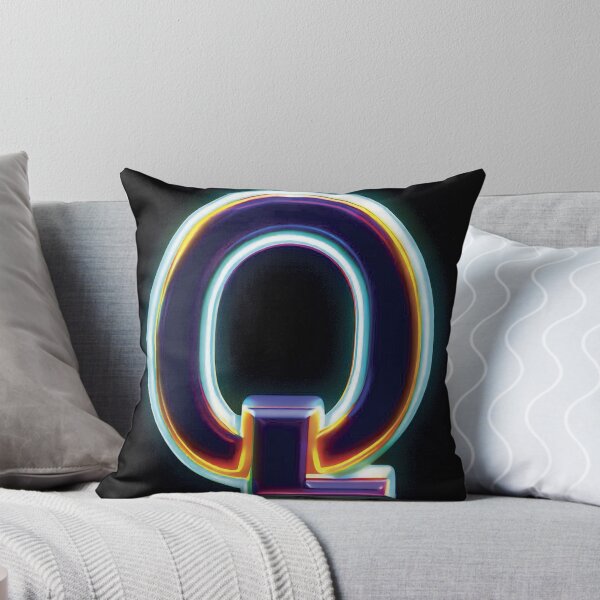 NEON LETTER Q Throw Pillow
