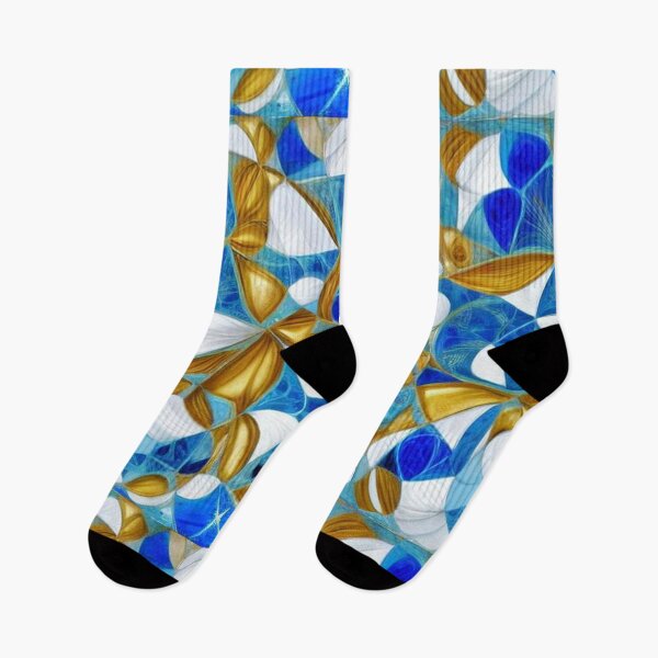 Item preview, Abstract gold and blue and white overlapping leaves and flowers  designed and sold by JaroDesign2023.
