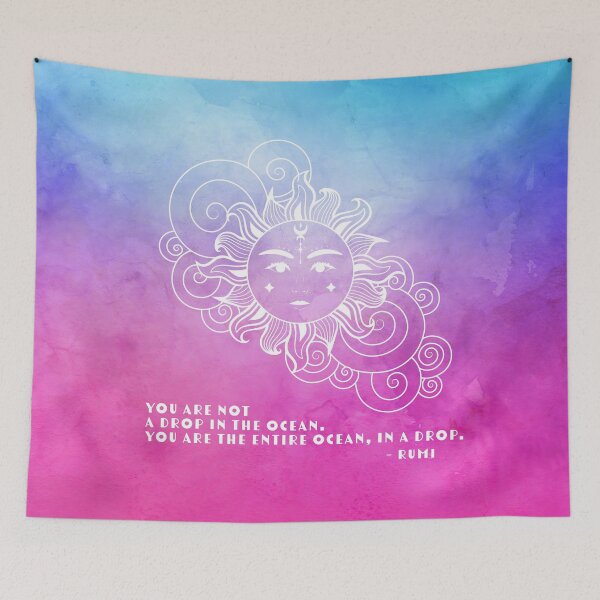 Item preview, Dorm Room Pink Art - Celestial Aesthetic Rumi Poem - You are not a drop in the ocean. You are the entire ocean, in a drop. designed and sold by Trish Dish.