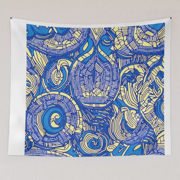 Item preview, blue and yellow african print pattern designed and sold by womenandflowers.