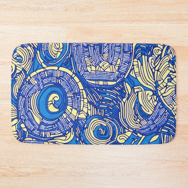 Item preview, blue and yellow african print pattern designed and sold by womenandflowers.