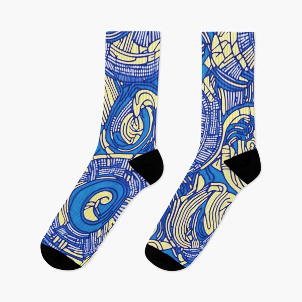 Item preview, blue and yellow african print pattern designed and sold by womenandflowers.