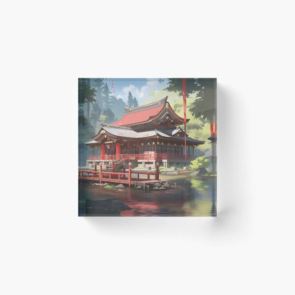 Item preview, Asian Style House on a Lake  designed and sold by ArtbyAiGallery.
